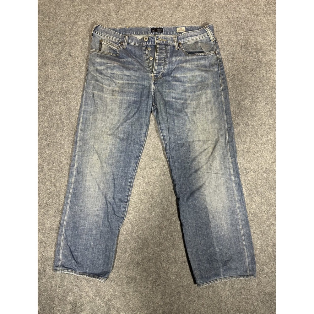Armani Jeans J21‎ Regular Fit Jeans 34x34 Blue Denim Button Fly
